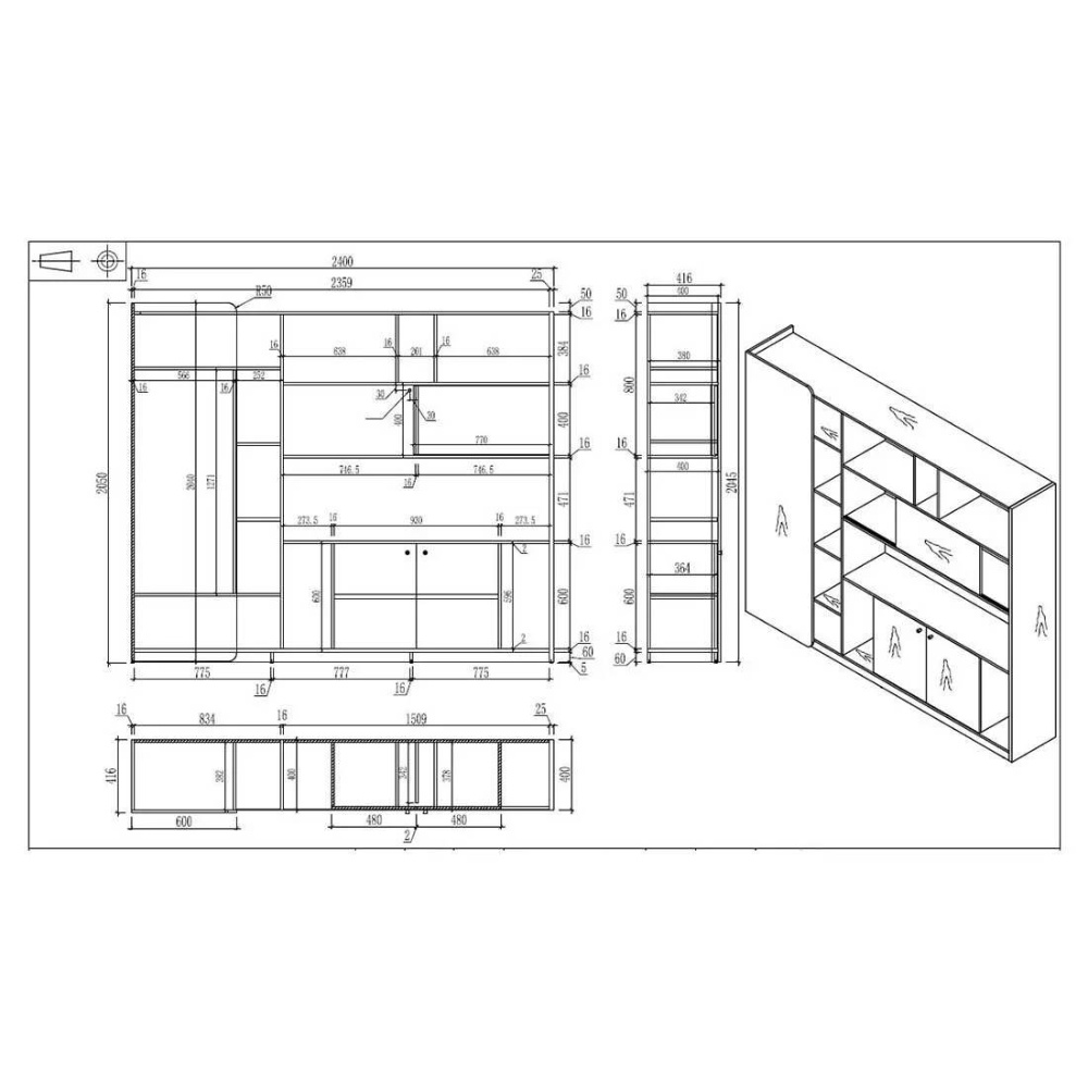 Офис шкаф - RFG Parma, 240/40/200 см орех и перлен графит
